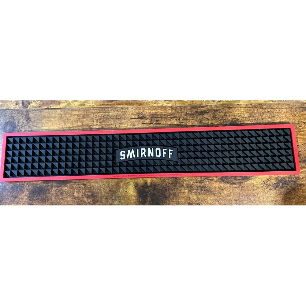 SMIRNOFF VODKA RUBBER RAIL BAR MAT RUNNER‎ 21 X 3 1/2 INCHES NEW!
